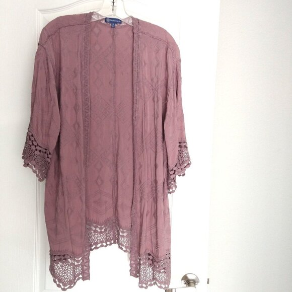 DEMOCRACY - Lavender Crochet Trim Cardigan - Medium - Picture 1 of 6